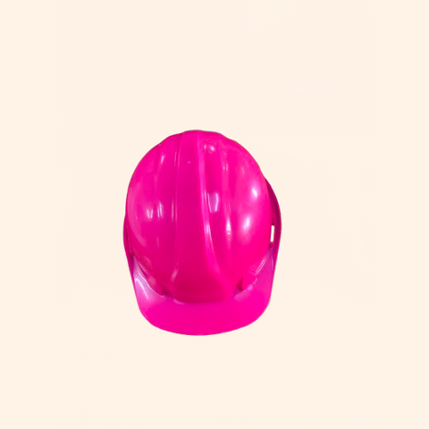 Bright pink construction helmet.