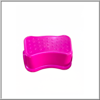 Bright pink, ergonomic step with textured surface.