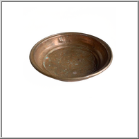 Bronze serving platter with a slightly worn surface.