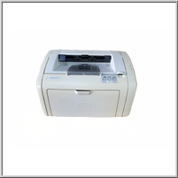 Compact white laser printer with a front paper tray.