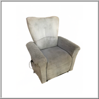 Electric Reclining armchair in soft gray fabric.